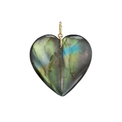 Extra Large Labradorite Split Heart Charm