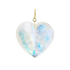 Extra Large Moonstone Split Heart Charm