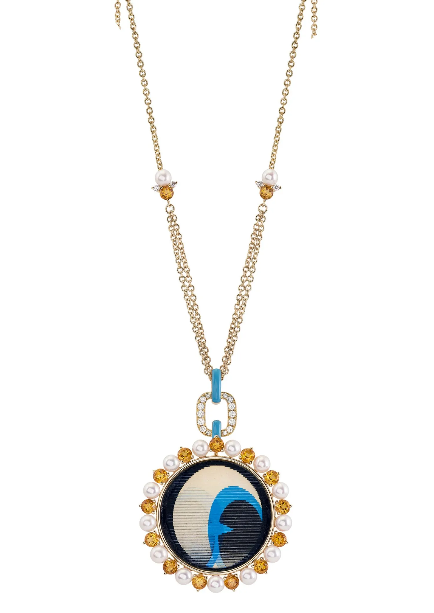 Eyes Wide Citrine Pendant in Yellow Gold