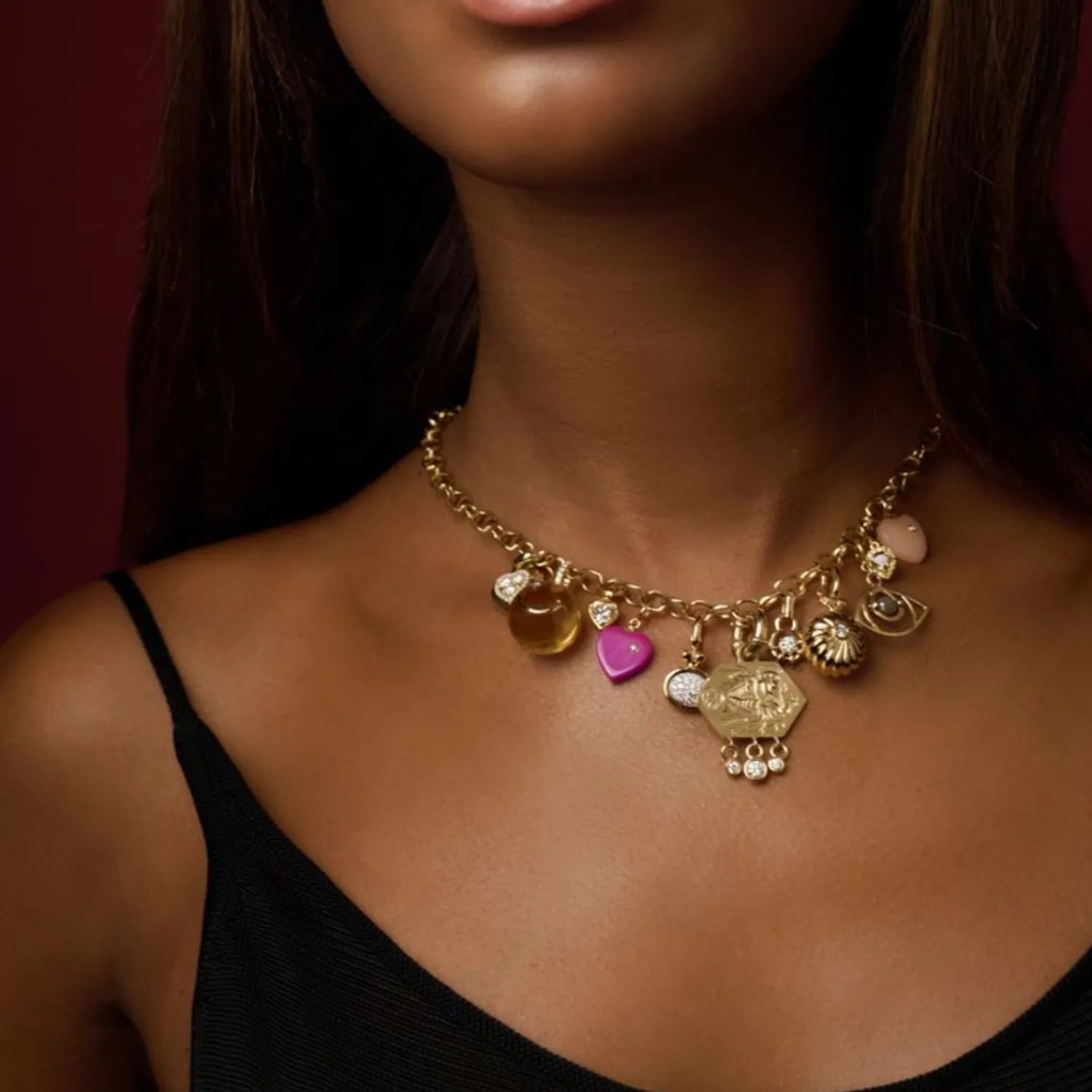 Fancy Color Heart Diamond in Bezel Charm