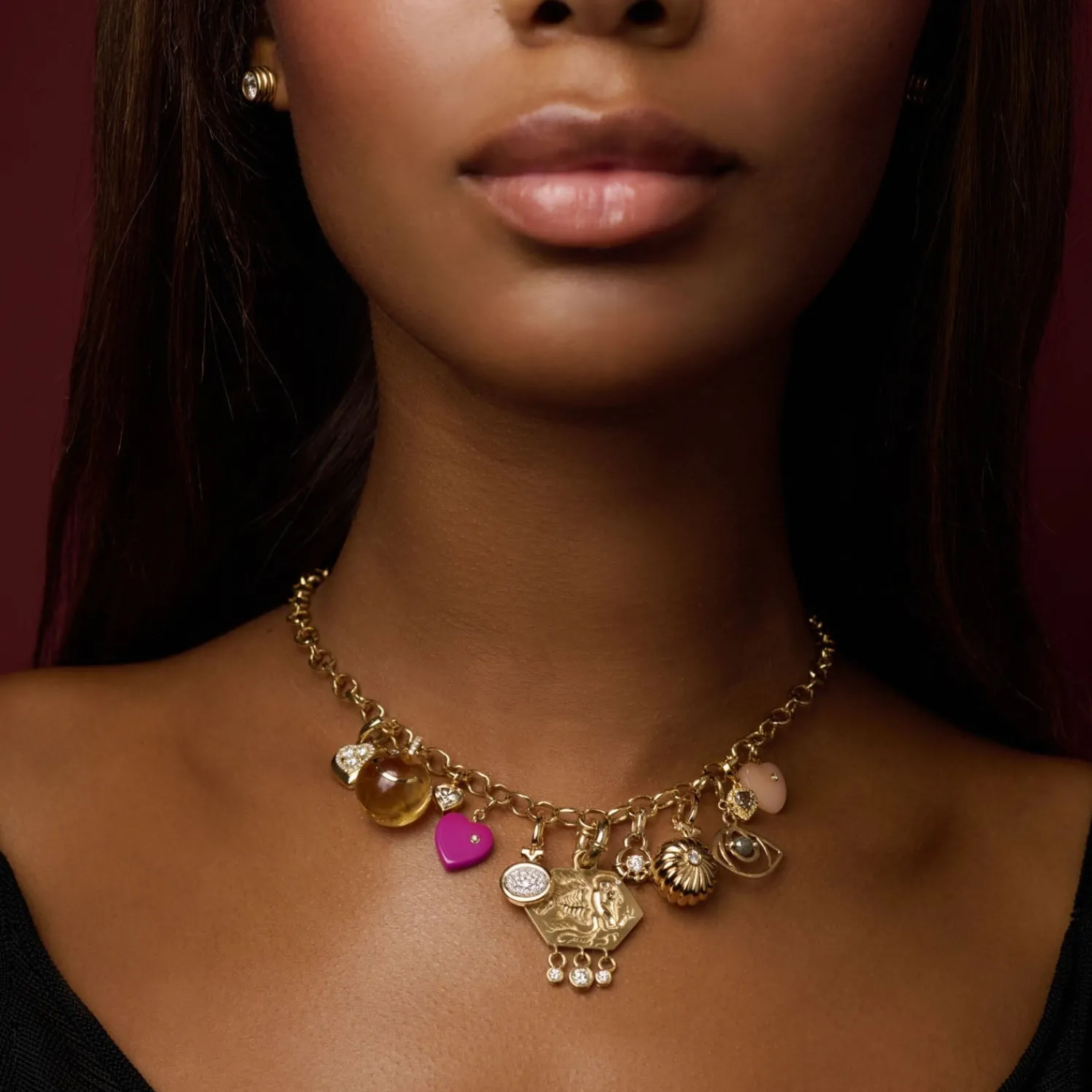 Fancy Color Heart Diamond in Bezel Charm