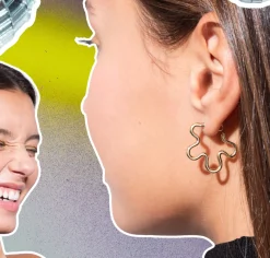 Flower Power Hoop Earrings in Yellow Gold