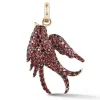 Garnet Birdie Charm in Yellow Gold