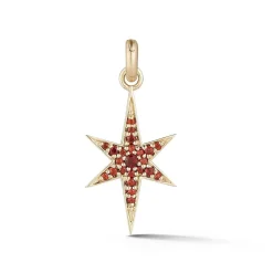 Garnet Stella Star Charm in Yellow Gold