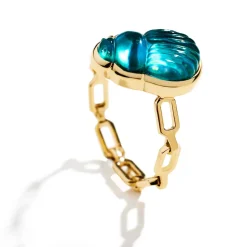 Green Chalcedony Giada Chain Ring