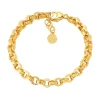 Hammered Link Bracelet in Yellow Gold