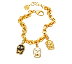 Hammered Link Bracelet in Yellow Gold