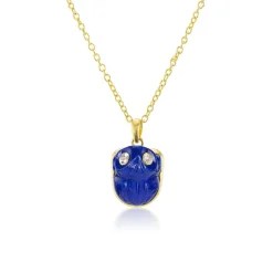 Lapis & Diamond Frog Pendant Necklace