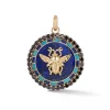 Lapis and Black Diamond Madelline Bee Medallion in Yellow Gold