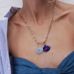 Lapis and Coral Eye Charm