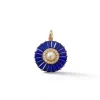 Lapis and White Pearl Emily Charm in Yellow Gold
