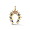 Lapis Pearl and Pink Opal Holly Horseshoe Charm in Yellow Gold