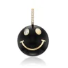 Large Black Onyx and White Diamond Smiley Face Charm
