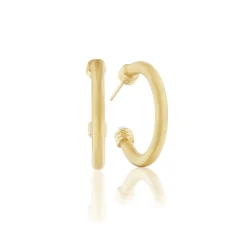 Large Open Grotto Hoops with Freshwater Pearls in Yellow Gold