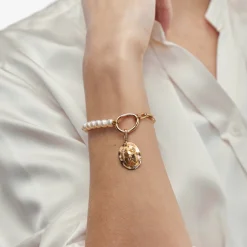 Lien Perles Bracelet in Yellow Gold