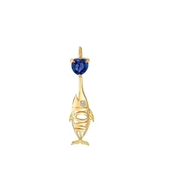 Love Fish Charm Blue Sapphire