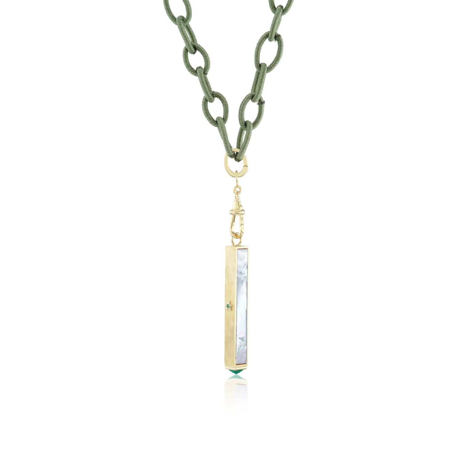 Malachite Night & Day Magic Wand Pendant in Yellow Gold