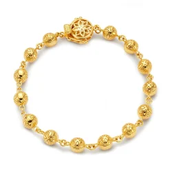 Mandala Ball Bead Bracelet in Yellow Gold