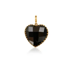 Medium Black Agate Heart Charm