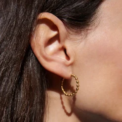 Medium Demetra Plain Gold Hoop Earrings