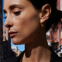 Medium Demetra Plain Gold Hoop Earrings