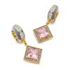 Morganite, Tanzanite, & Diamond Square Huggies