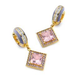 Morganite, Tanzanite, & Diamond Square Huggies