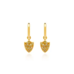 Multi-color Diamond Shield Huggie Hoop Earrings