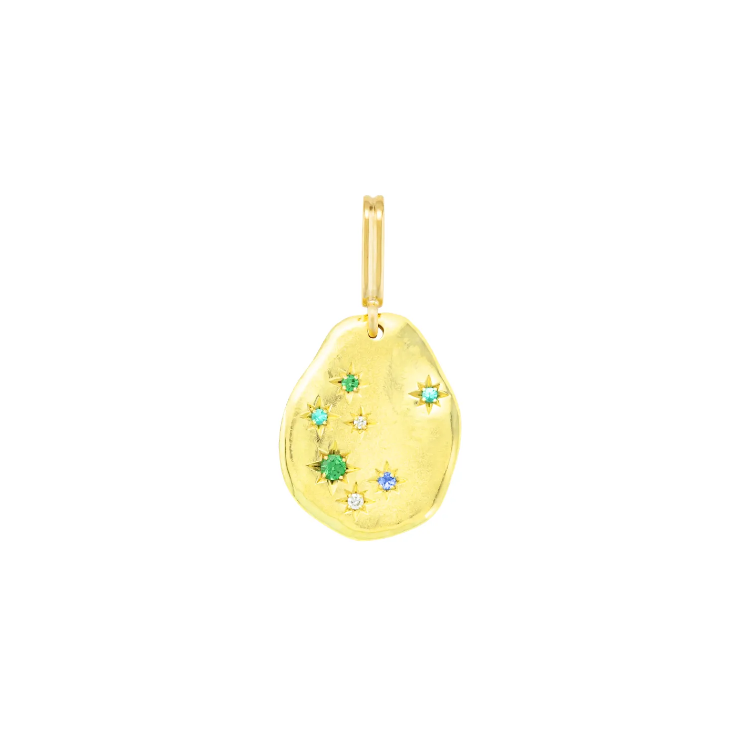 Multicolor Gemstone Starry Night Charm in Green Gold