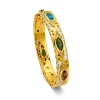 Multi-gam Evil Eye Bangle Bracelet in Yellow Gold
