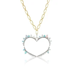 Opal and Diamond Heart Charm