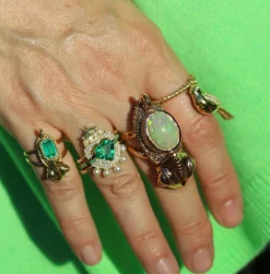 Opal and Sapphire "Buzz" Chameleon Ring in Yellow Gold