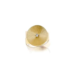Ora Gold Silk Adjustable Mini Disc Ring in Yellow Gold