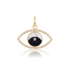 Ora Midnight Eye Charm in Aventurine and Mother of Pearl in Yellow Gold