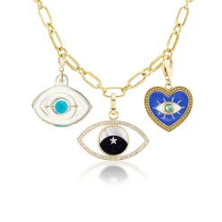 Ora Midnight Eye Charm in Aventurine and Mother of Pearl in Yellow Gold