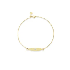 Ora Silk Plaquette Heart Bracelet in Yellow Gold