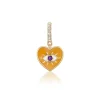 Orange Diamond Evil Eye Heart Charm
