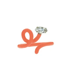 Orange Enamel Baby Vine Ring with Rock Crystal