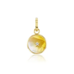 Orange Mother of Pearl Round Charm