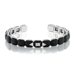 Oui Black Enamel Cuff Bracelet