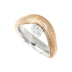 Oval Cut White Diamond Feelings Ring in Yellow Gold