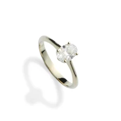 Oval Cut White Diamond Two Piece Vine Ring in Yellow Gold