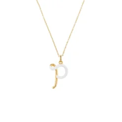 'P' Initial Alphabet Necklace in Yellow Gold