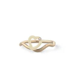 Panna Enamel Diamond Heart Ring in Yellow Gold