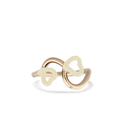 Panna Enamel Double Heart Ring in Yellow Gold