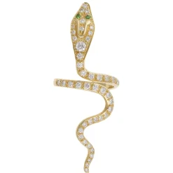 Pavé White Diamond Cobra Ring in Yellow Gold