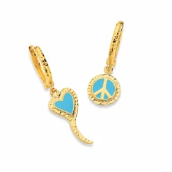Peace and Love Blue Enamel Huggies