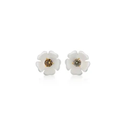 Pearl & Multicolored Diamond Daisy Studs