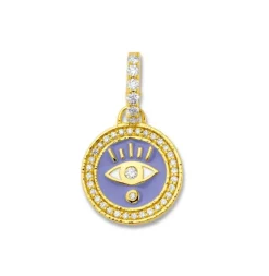 Periwinkle enamel Evil Eye Coin Pendant