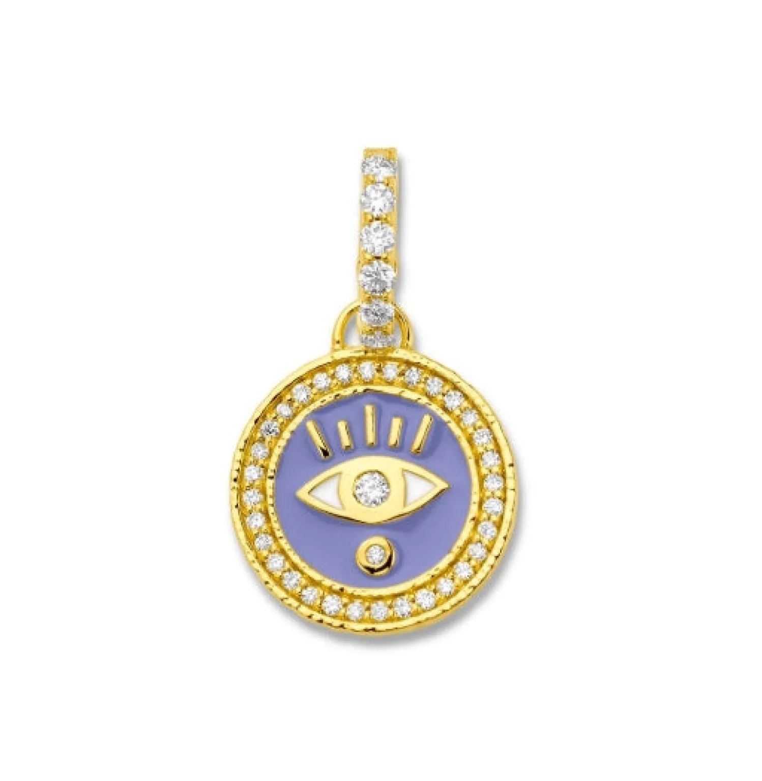 Periwinkle enamel Evil Eye Coin Pendant